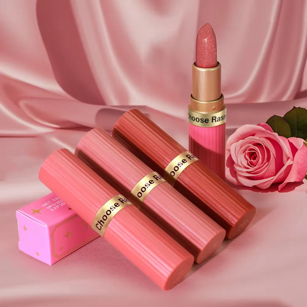 Pearlescent Pink Glitter Velvet Lipstick | Metallic Waterproof