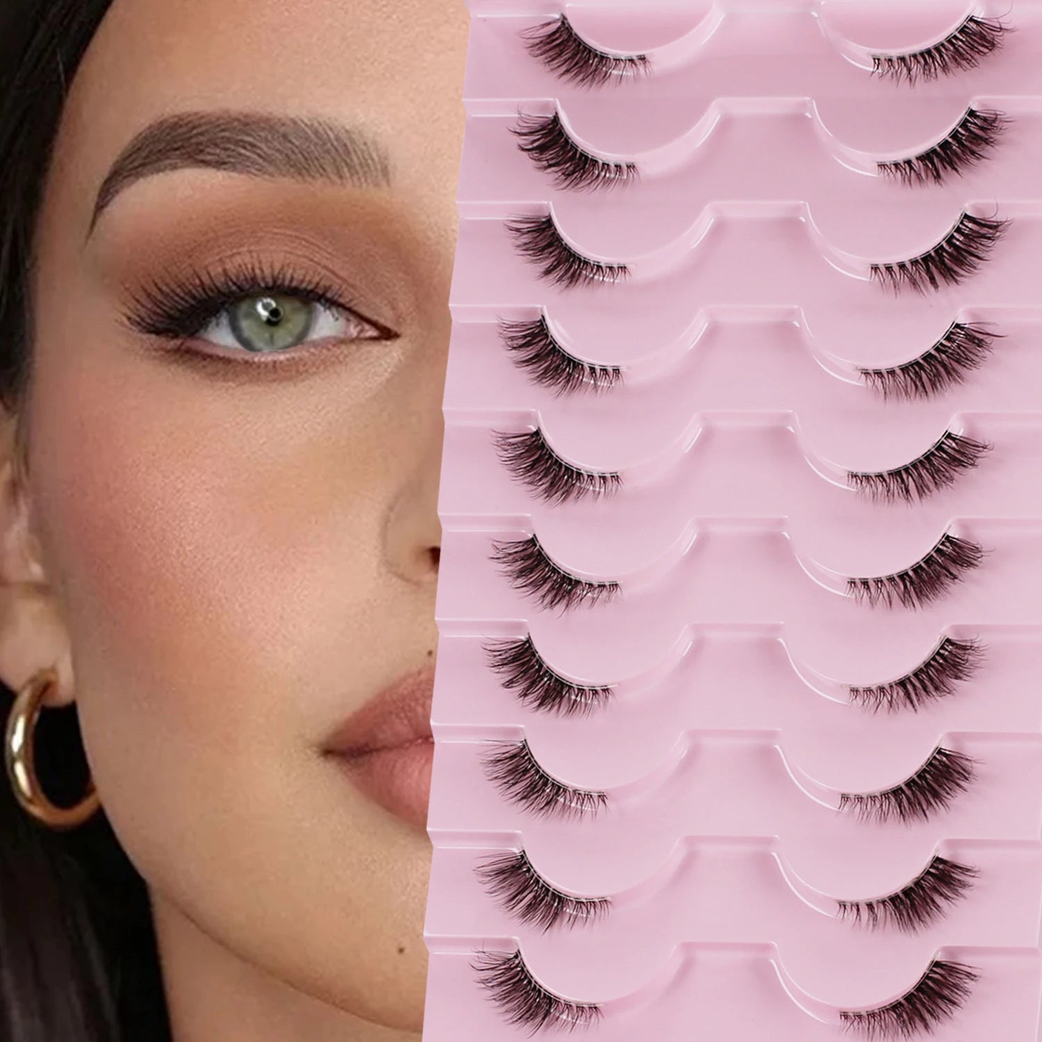 Half eyelashes, natural appearance