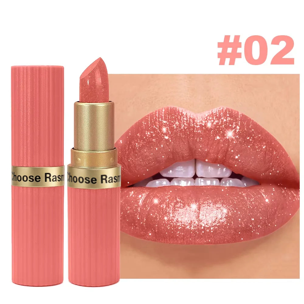 Pearlescent Pink Glitter Velvet Lipstick | Metallic Waterproof