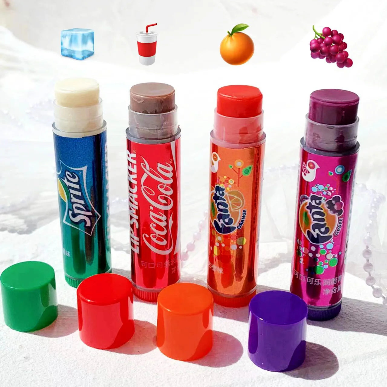 Coca-Cola Lip Balm Set – 4-Piece Long-Lasting Moisturizing Pack