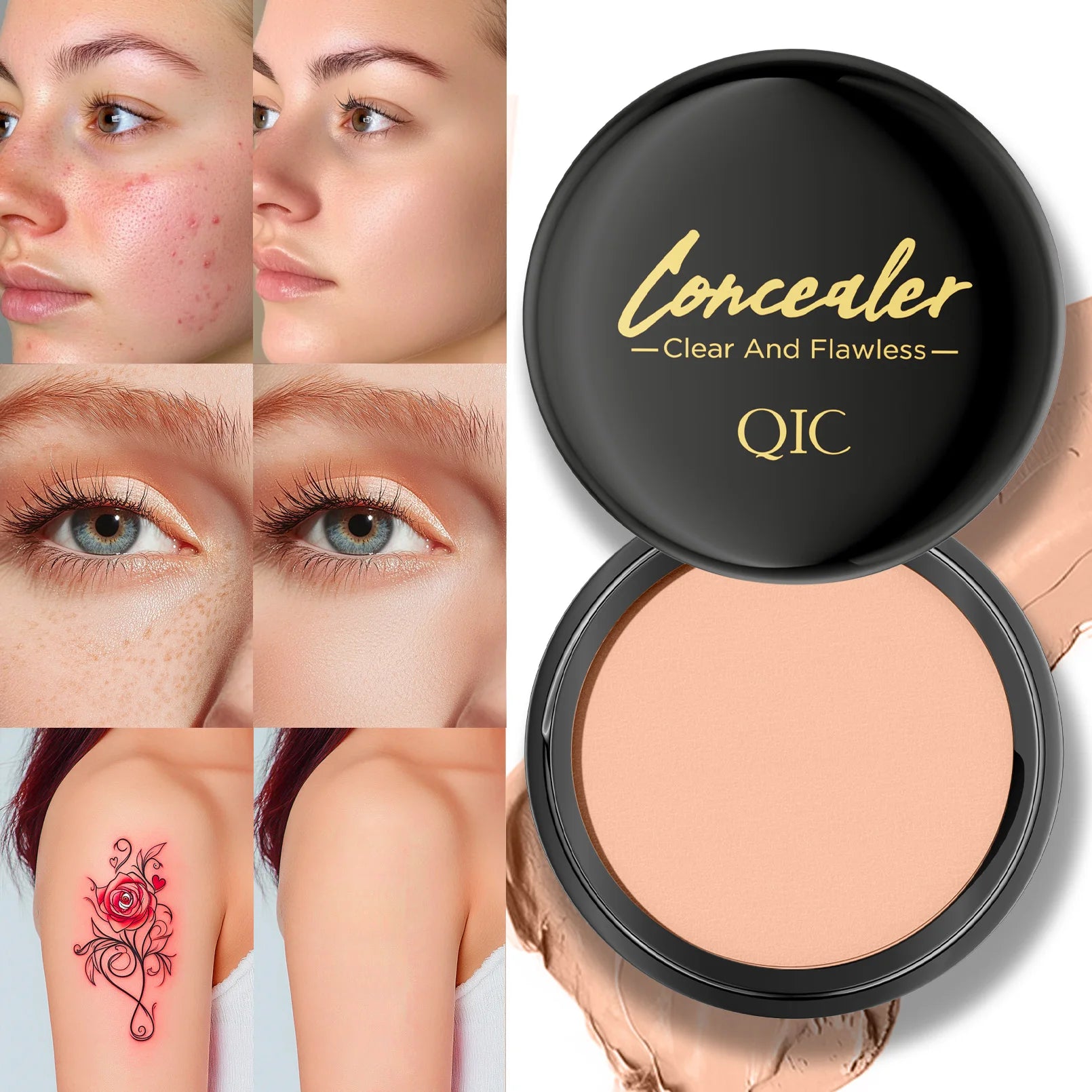 Hydrating Eye Brightening Concealer&Contour Cream-Full Coverage,Long Lasting,Correcting