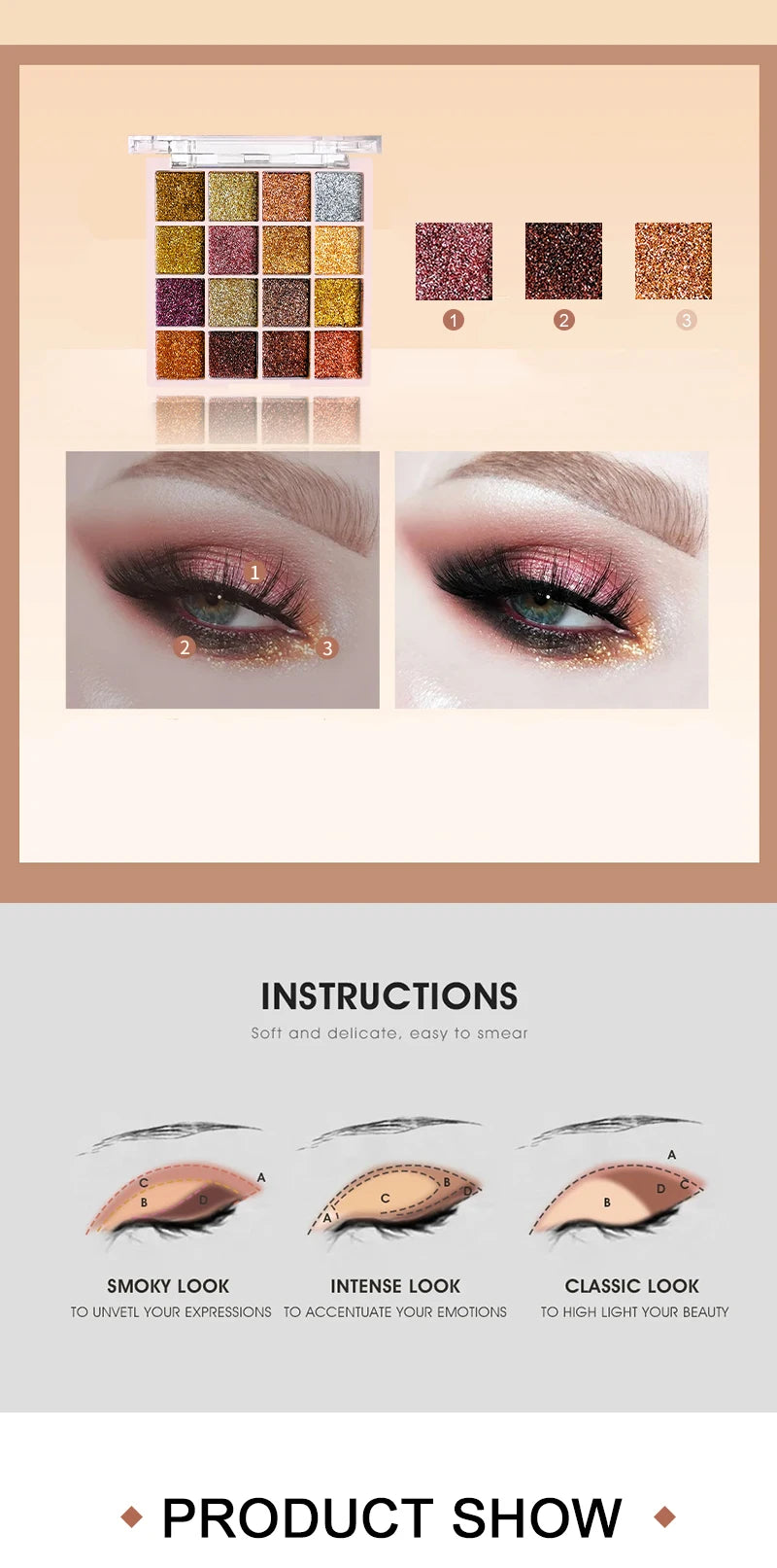 16-Color Glitter Eyeshadow Palette