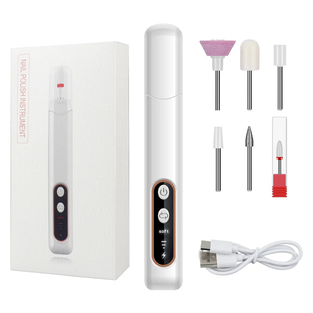 6-in-1 Wireless Nail Drill Machine – 15000RPM with LED Display
