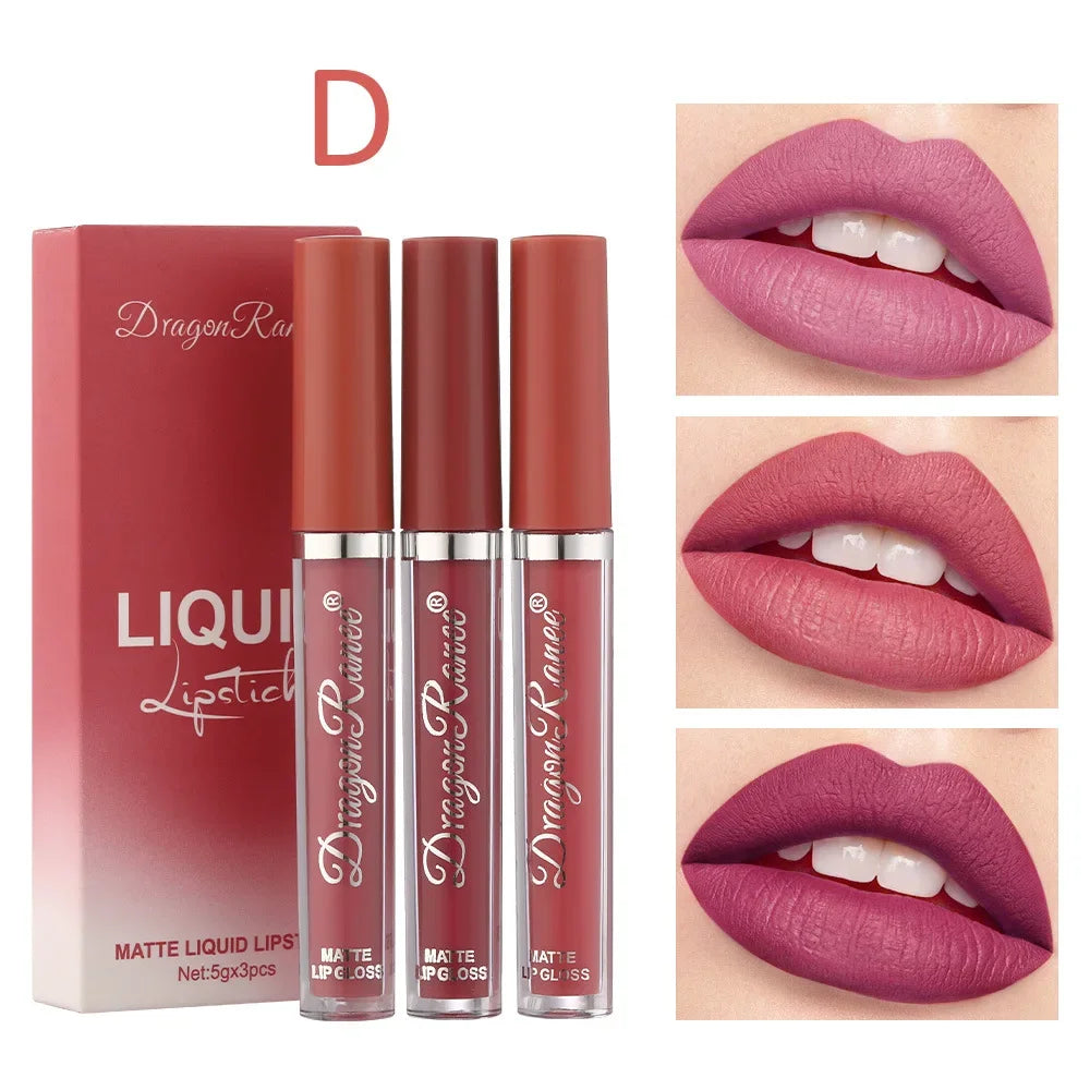 Velvet Matte Lipstick & Gloss Set (3-Pack)