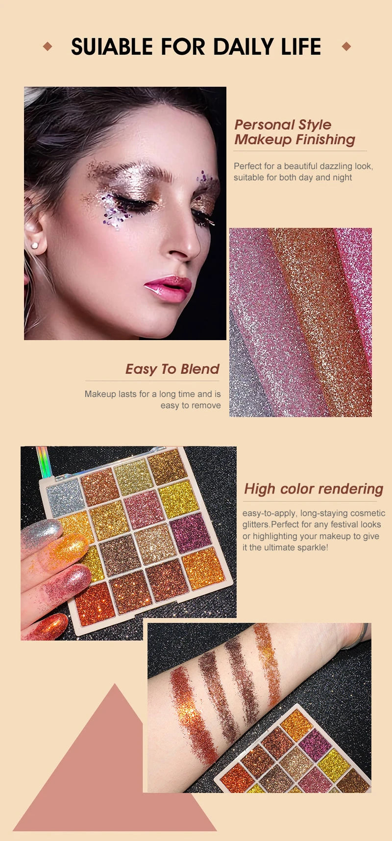 16-Color Glitter Eyeshadow Palette
