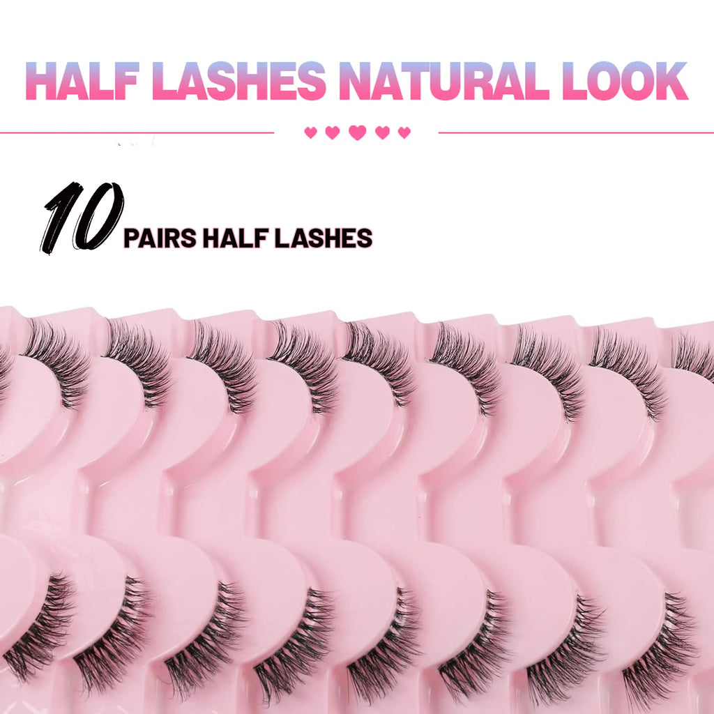 Half eyelashes, natural appearance