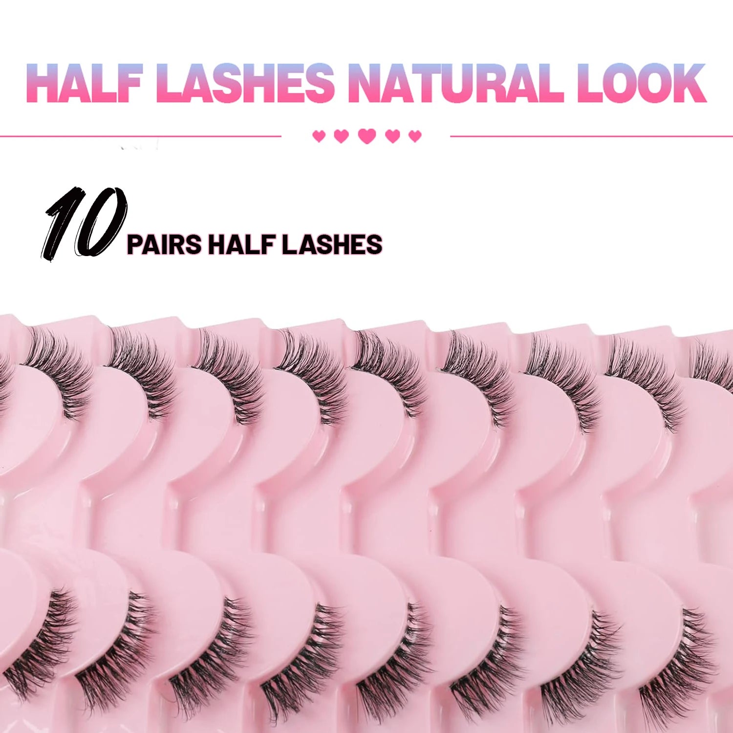 Half eyelashes, natural appearance