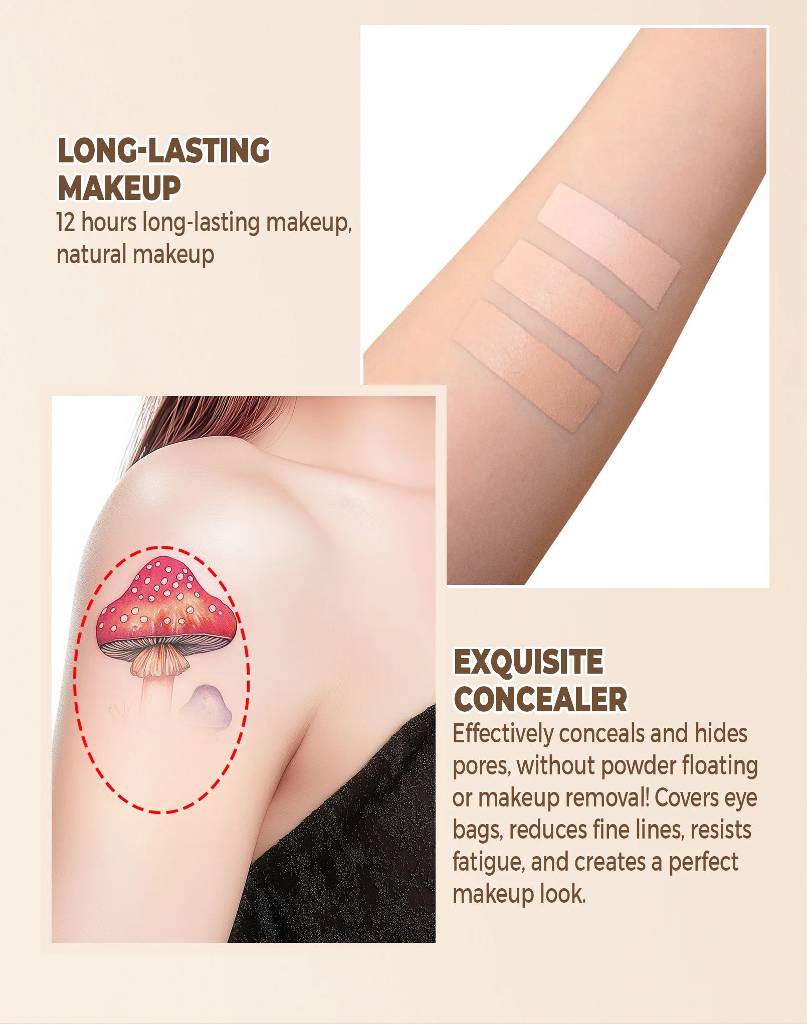 Hydrating Eye Brightening Concealer&Contour Cream-Full Coverage,Long Lasting,Correcting