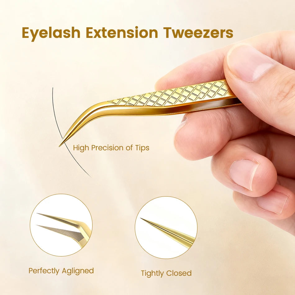 Precision Anti-Slip Eyelash Tweezers – Stainless Steel Lash Extension Tool