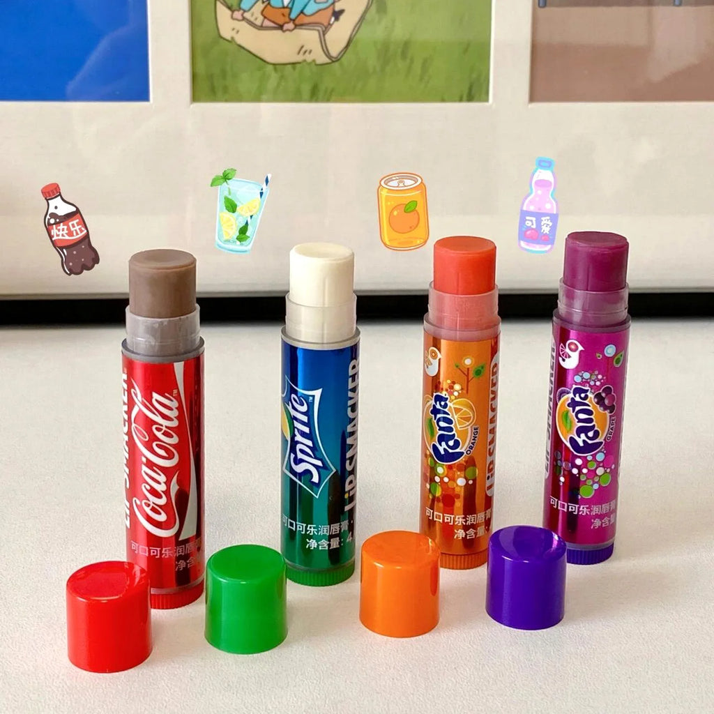Coca-Cola Lip Balm Set – 4-Piece Long-Lasting Moisturizing Pack