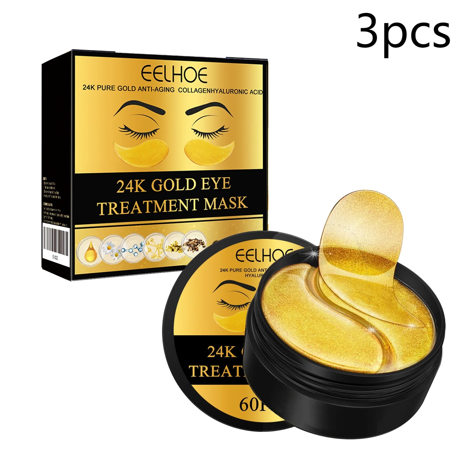 60PCS 24K Gold Eye Mask Anti Dark Circles|Removal Eyes Bags