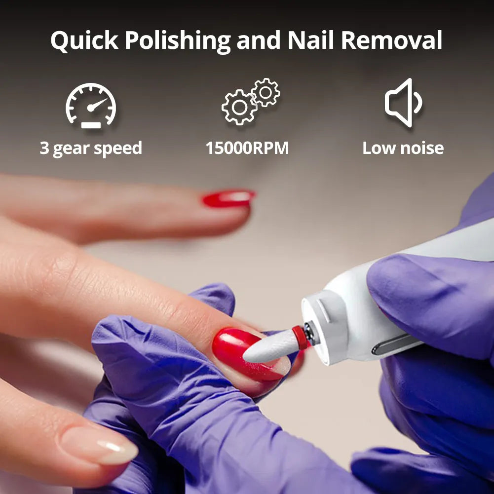 6-in-1 Wireless Nail Drill Machine – 15000RPM with LED Display