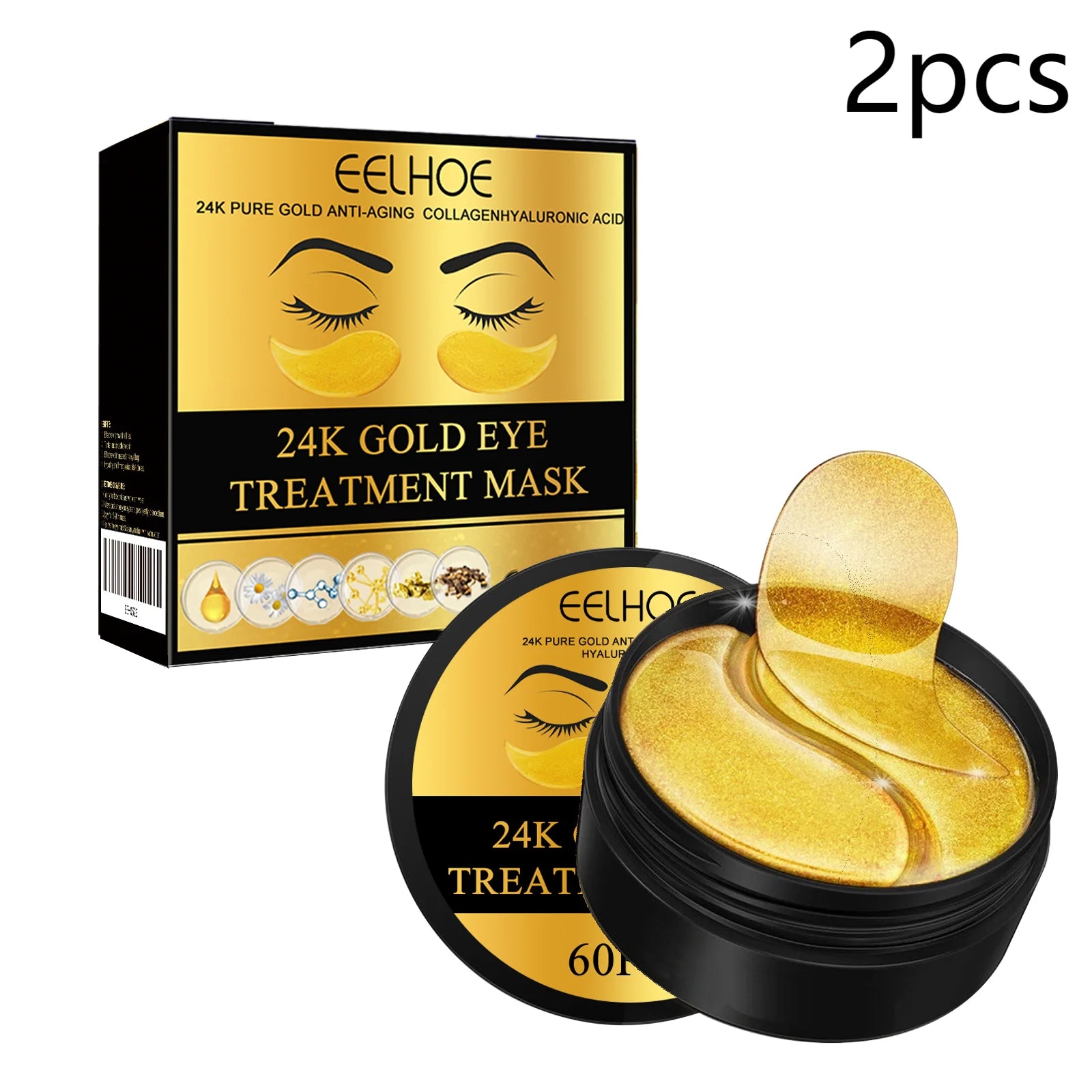 60PCS 24K Gold Eye Mask Anti Dark Circles|Removal Eyes Bags