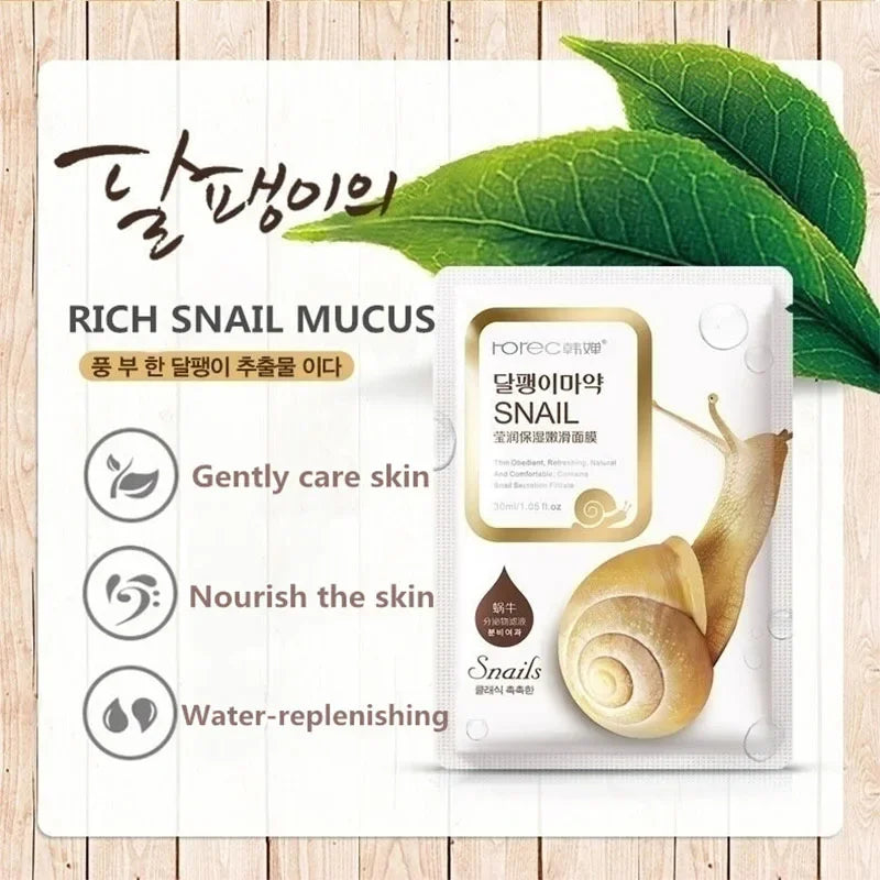 Snail Essence Sheet Mask (10-Pack) – Hydrating & Repairing