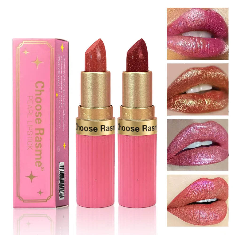 Pearlescent Pink Glitter Velvet Lipstick | Metallic Waterproof