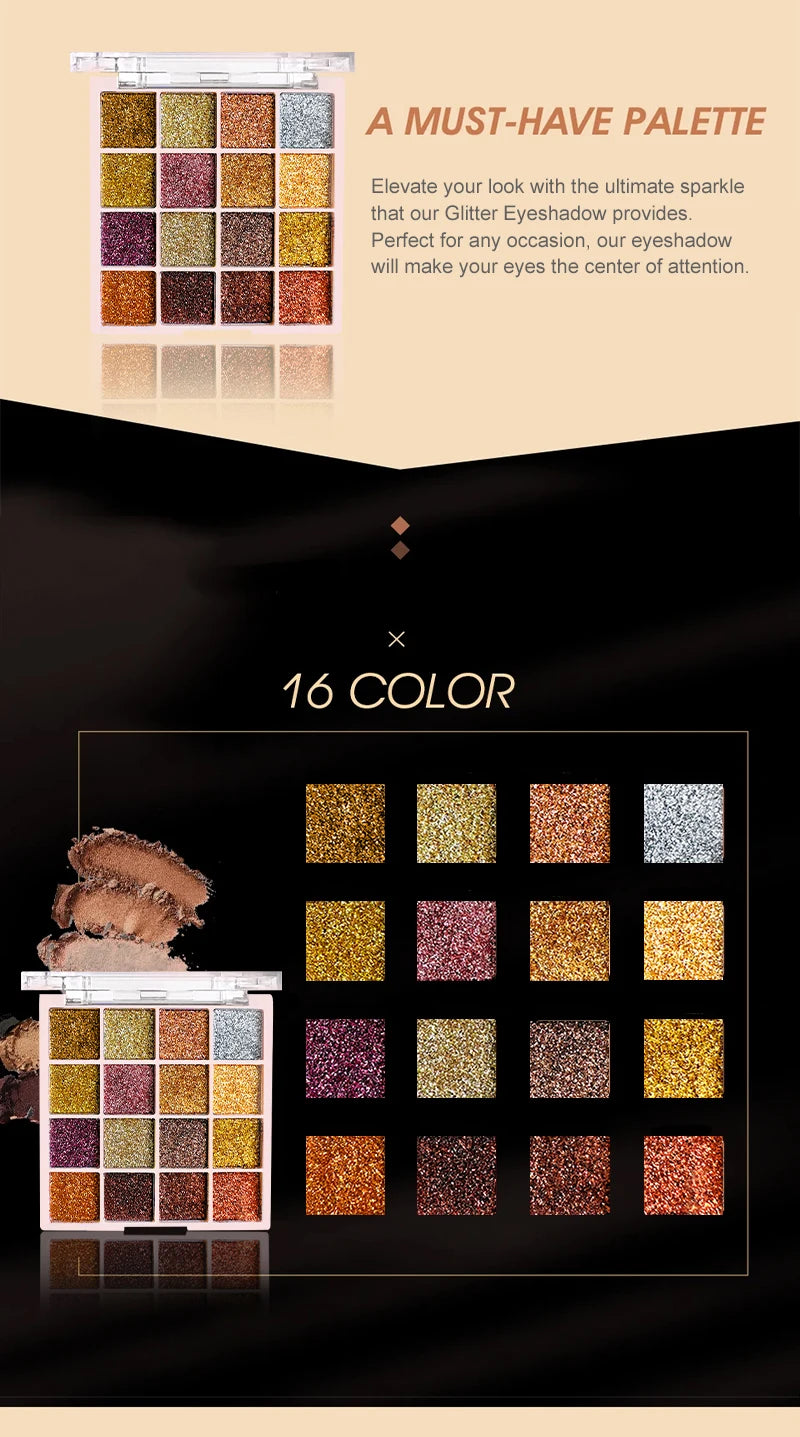 16-Color Glitter Eyeshadow Palette