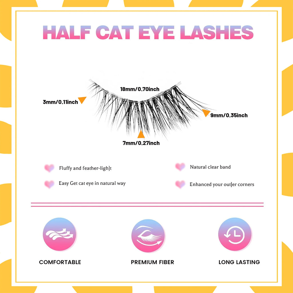 Half eyelashes, natural appearance
