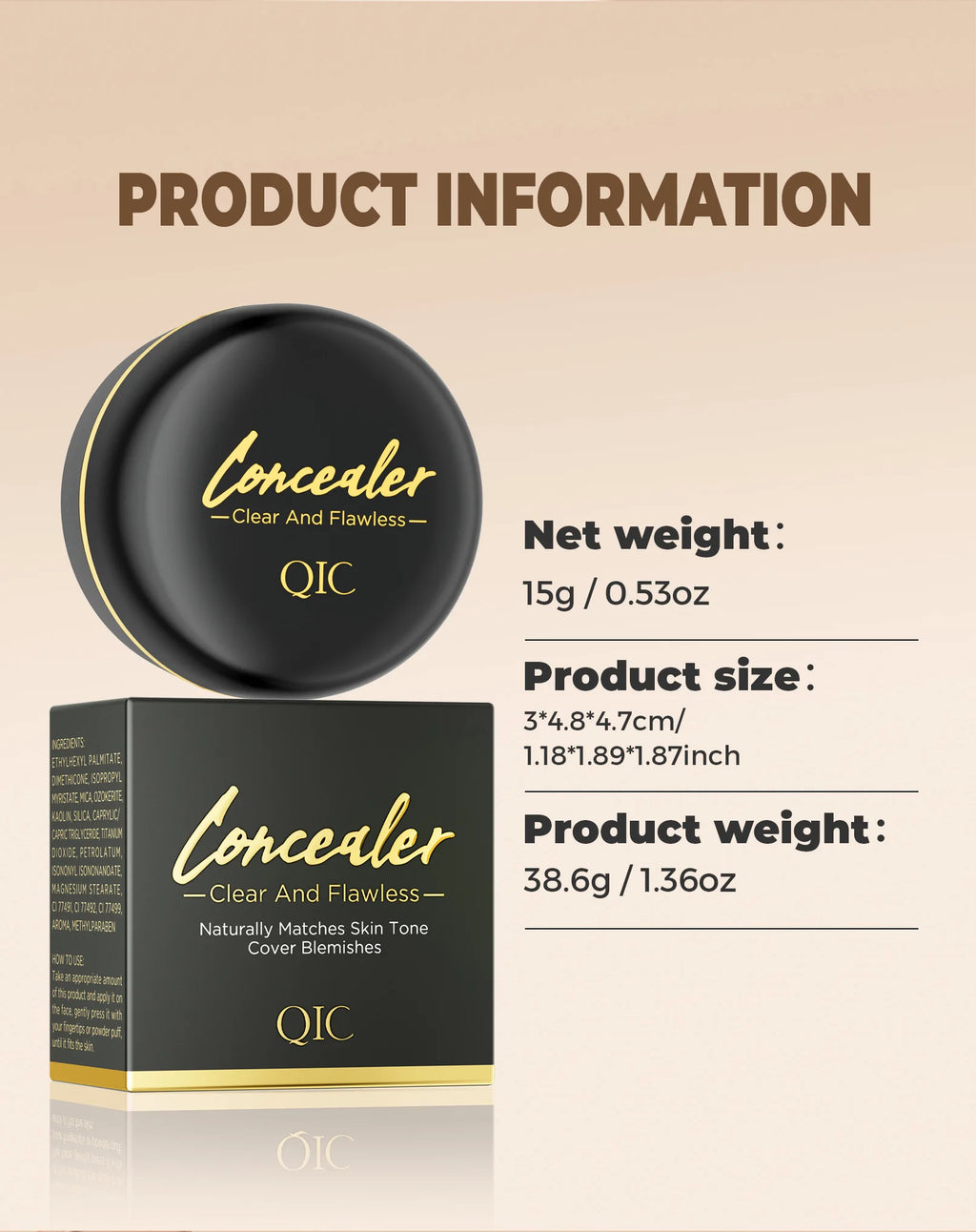 Hydrating Eye Brightening Concealer&Contour Cream-Full Coverage,Long Lasting,Correcting