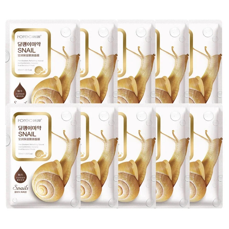 Snail Essence Sheet Mask (10-Pack) – Hydrating & Repairing